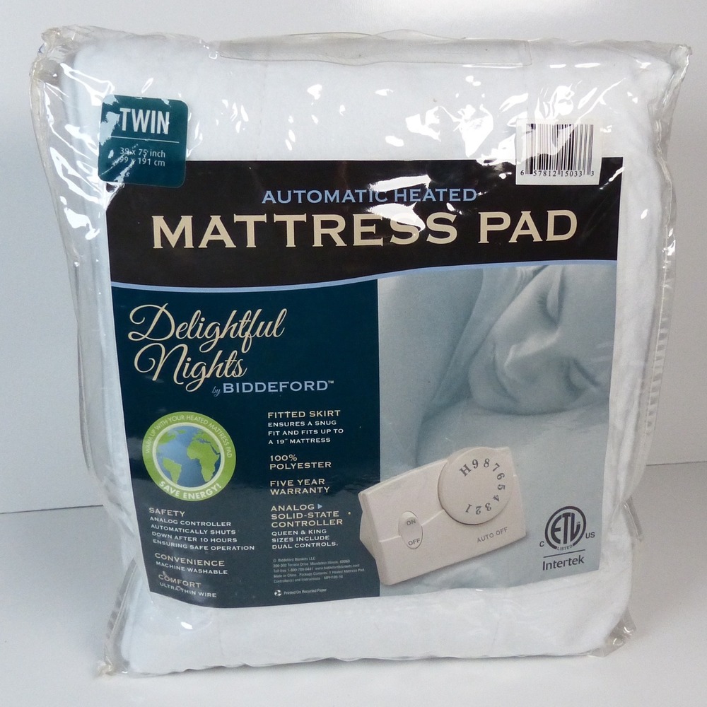 Biddeford Delightful Nights Automatic Heated Mattress Pad Twin White Bedding